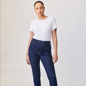 NWOT Aritzia Denim Forum Emmeline White Cotton Jersey Crew-Neck T-Shirt